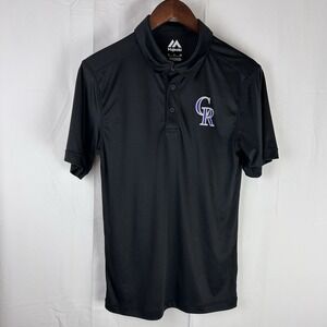 MLB Colorado Rockies Men's Small‎ Short Sleeve Polo Shirt Black *Flaw